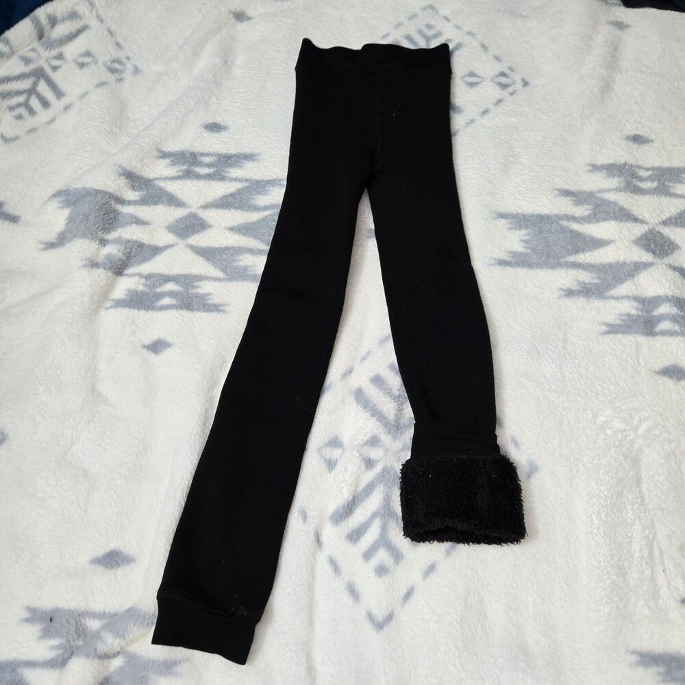 womens juniors teen size sm Black Tights/ leggings Sherpa Lined. Very Stretchy